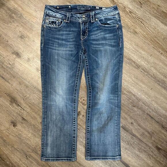 Miss Me Capri Jeans Size 31 JE5146P6 Dark Wash Mid Rise - Picture 3 of 8
